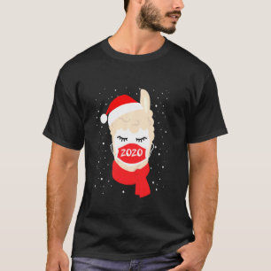 Llama With Face Mask Pyjamas Xmas 2020 Matching Fa T-Shirt