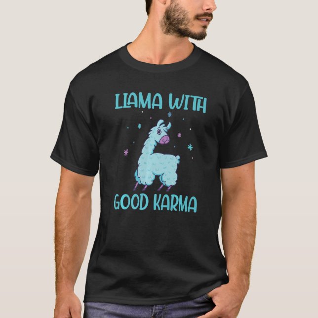 Llama With Good Karma Alpaca Llama T-Shirt (Front)