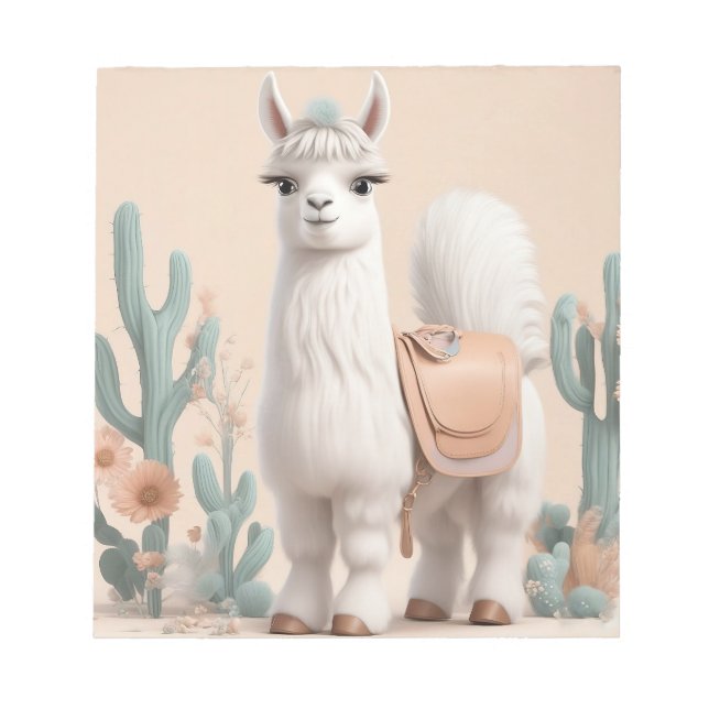 Llama with Saddle in the Desert Notepad (Front)