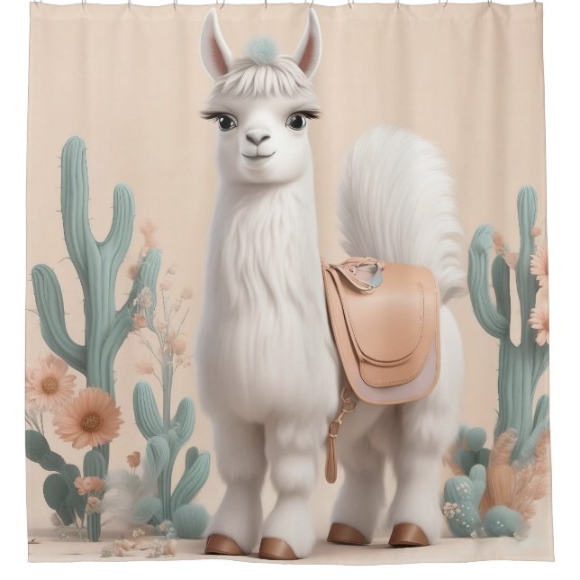 Llama with Saddle in the Desert Shower Curtain (Front)