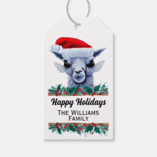 Llama With Santa Hat Gift Tags