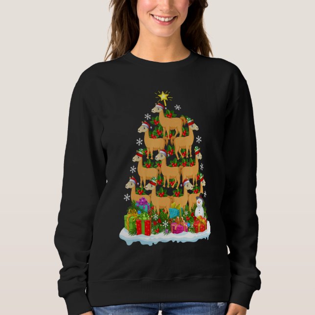Llama   Xmas Holiday   Llama Christmas Tree Sweatshirt (Front)