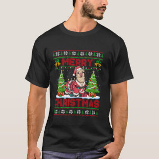 Llama Xmas Tree Lights Ugly Santa Llama Christmas T-Shirt