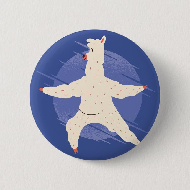 Llama Yoga 6 Cm Round Badge (Front)