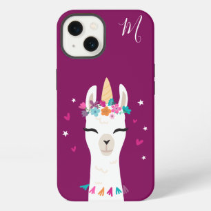 Llamacorn Kawaii Cartoon Unicorn Llama Monogram iPhone 13 Case