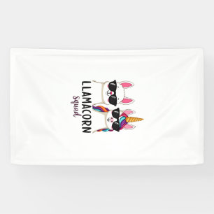 Llamacorn Squad Funny Unicorn Llama Squad Christma Banner