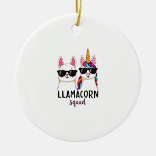 Llamacorn Squad Funny Unicorn Llama Squad Christma Ceramic Ornament