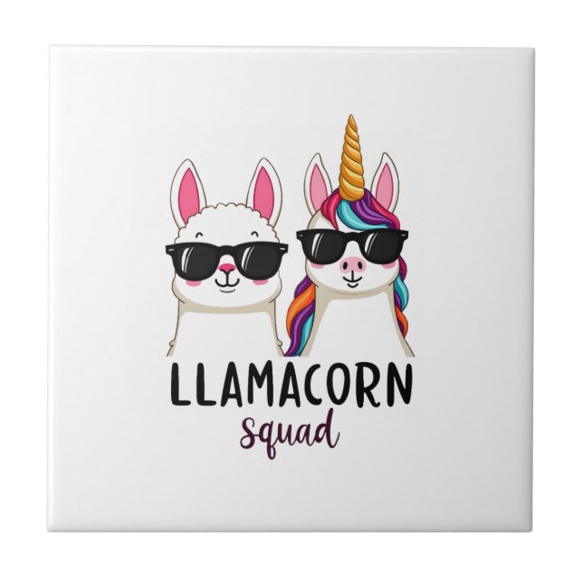 Llamacorn Squad Funny Unicorn Llama Squad Christma Ceramic Tile (Front)