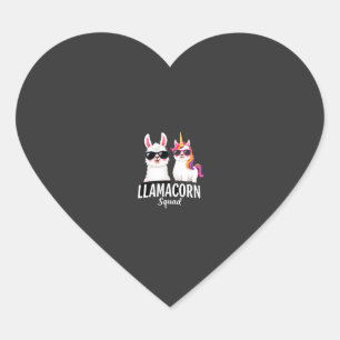 Llamacorn Squad Funny Unicorn Llama Squad Christma Heart Sticker