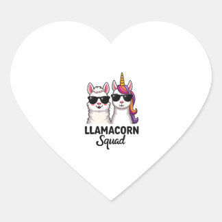 Llamacorn Squad Funny Unicorn Llama Squad Christma Heart Sticker