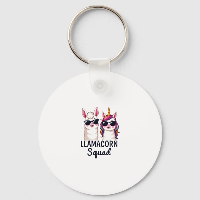 Llamacorn Squad Funny Unicorn Llama Squad Christma Key Ring (Front)