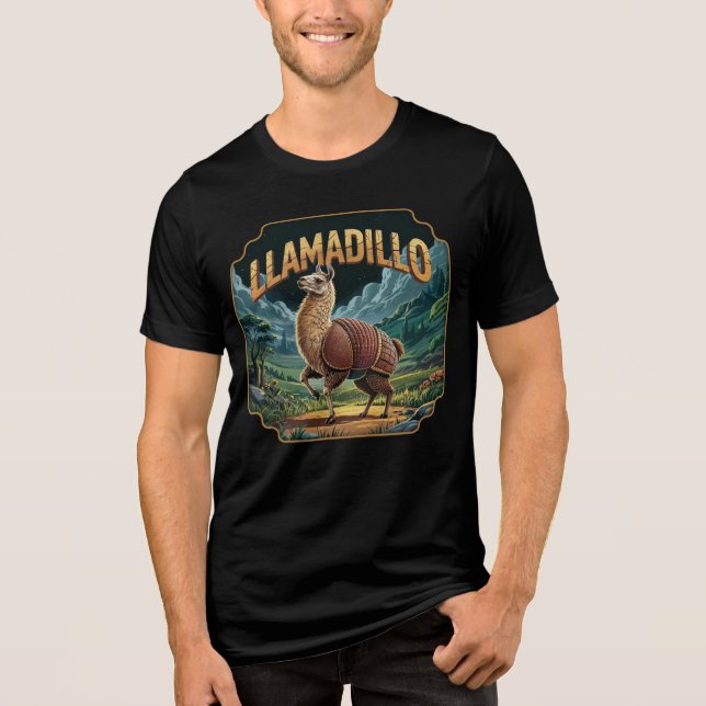Llamadillo Illustration – Llama Armadillo Funny Tri-Blend Shirt (Front)