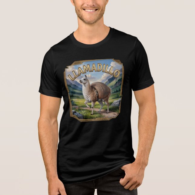 Llamadillo Photographic – Llama Armadillo Funny Tri-Blend Shirt (Front)