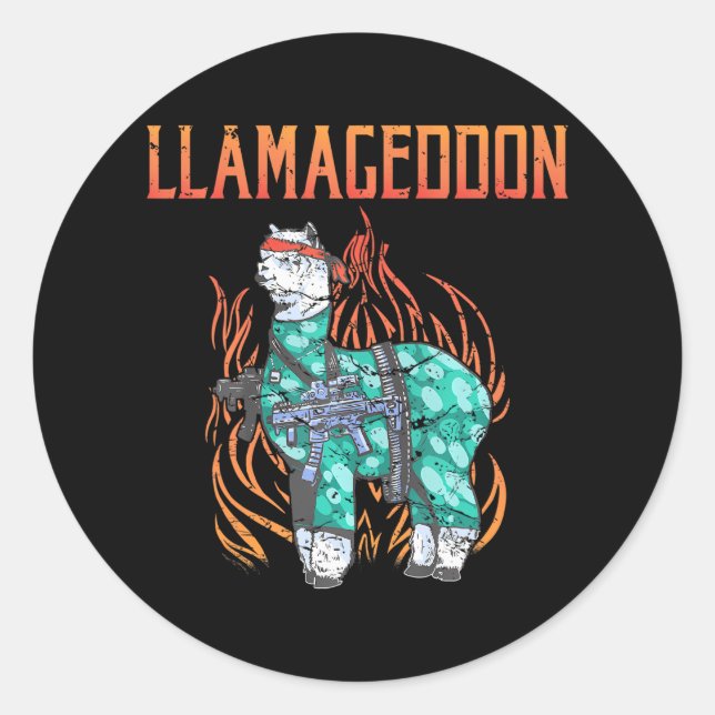Llamageddon Alpaca Llama Lover Classic Round Sticker (Front)