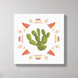 Llamarama Collection   Cactus Circle Canvas Print