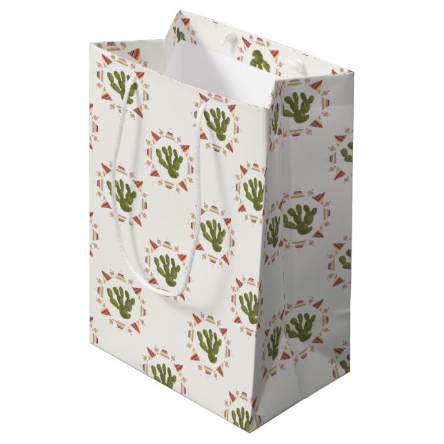 Llamarama Collection | Cactus Circle Medium Gift Bag (Front Angled)