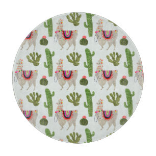 Llamarama Collection   Cactus & Llama Pattern Cutting Board