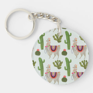 Llamarama Collection   Cactus & Llama Pattern Key Ring