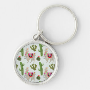 Llamarama Collection   Cactus & Llama Pattern Key Ring