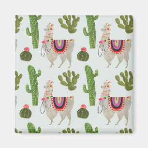 Llamarama Collection   Cactus & Llama Pattern Magnet