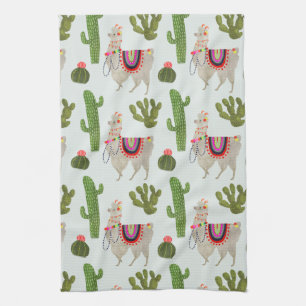 Llamarama Collection   Cactus & Llama Pattern Tea Towel
