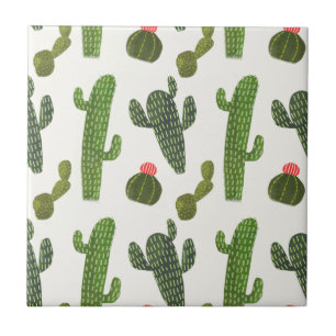Llamarama Collection   Cute Cactus Ceramic Tile