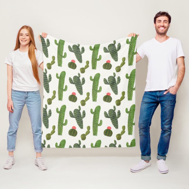 Llamarama Collection | Cute Cactus Fleece Blanket (In Situ)
