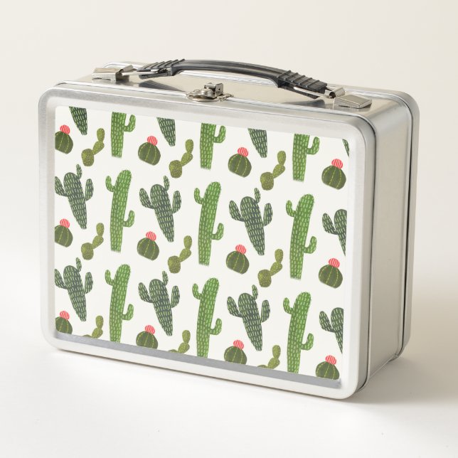 Llamarama Collection | Cute Cactus Metal Lunch Box (Front)