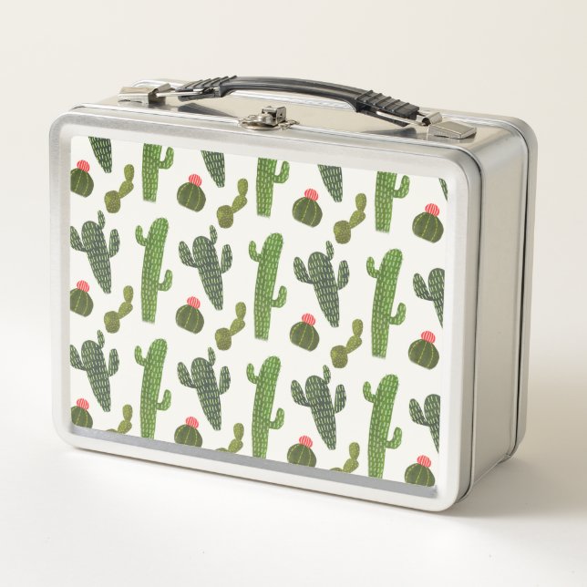 Llamarama Collection | Cute Cactus Metal Lunch Box (Front)