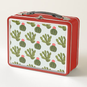Llamarama Collection   Cute Cactus Pattern Metal Lunch Box