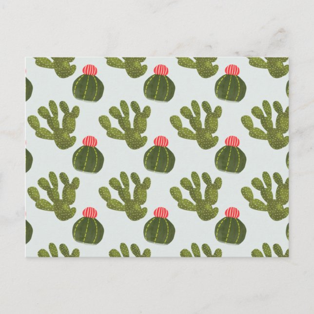 Llamarama Collection | Cute Cactus Pattern Postcard (Front)