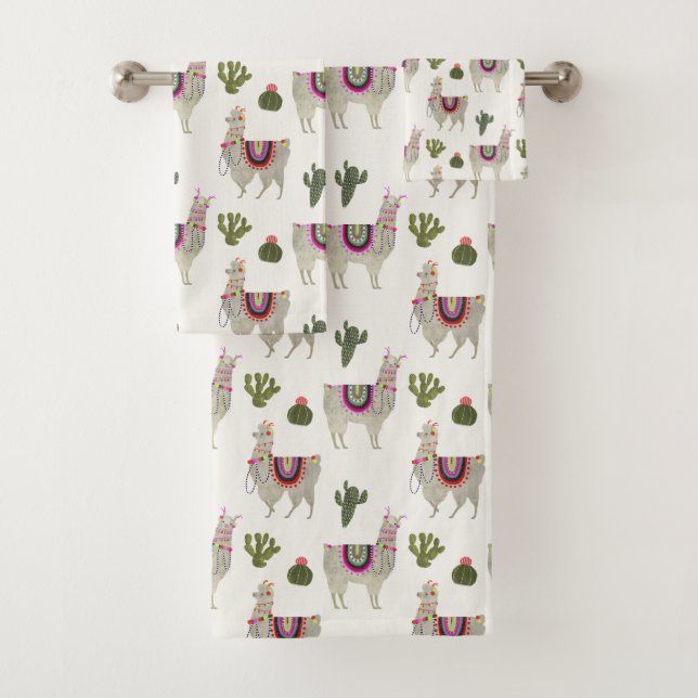Llamarama Collection | Cute Lllamas Bath Towel Set (Insitu)