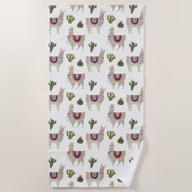 Llamarama Collection | Cute Lllamas Beach Towel (Front)