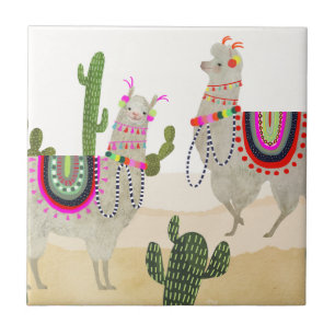 Llamarama Collection Cute Lllamas Ceramic Tile