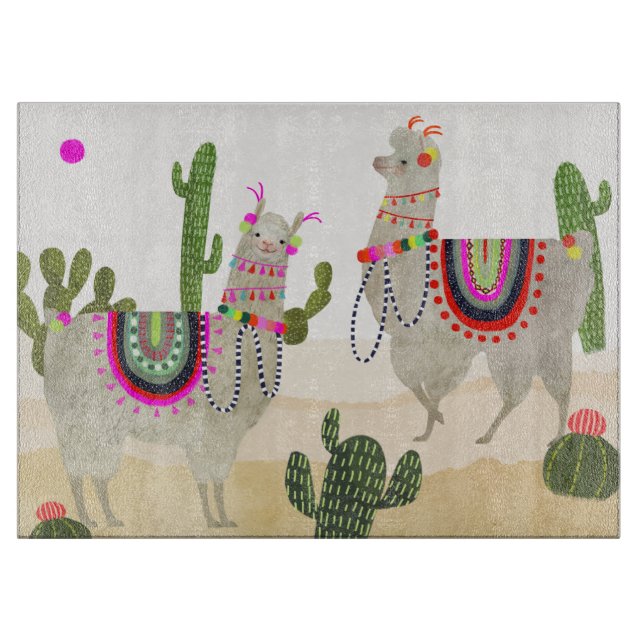 Llamarama Collection | Cute Lllamas Cutting Board (Front)