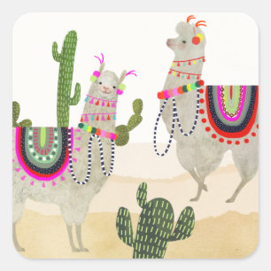 Llamarama Collection   Cute Lllamas Square Sticker