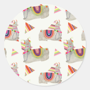 Llamarama Collection Pattern II Classic Round Sticker