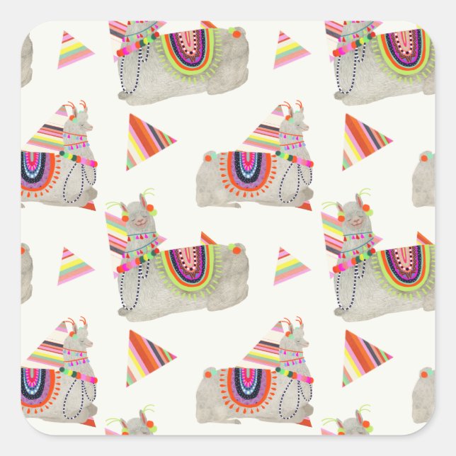 Llamarama Collection Pattern II Square Sticker (Front)