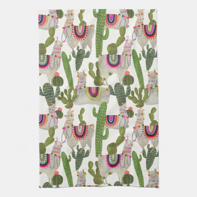 Llamarama Collection Pattern Tea Towel (Vertical)