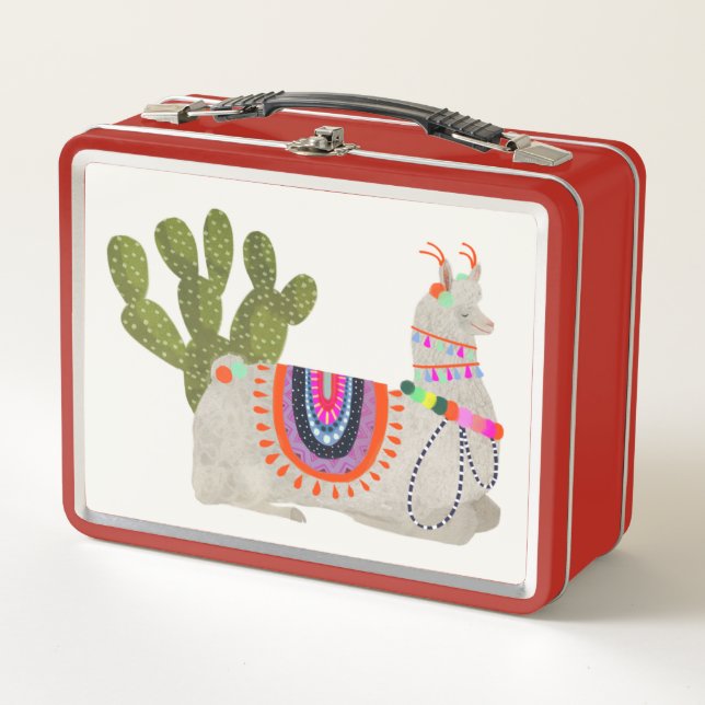 Llamarama Collection | Smiling Llamas Metal Lunch Box (Front)