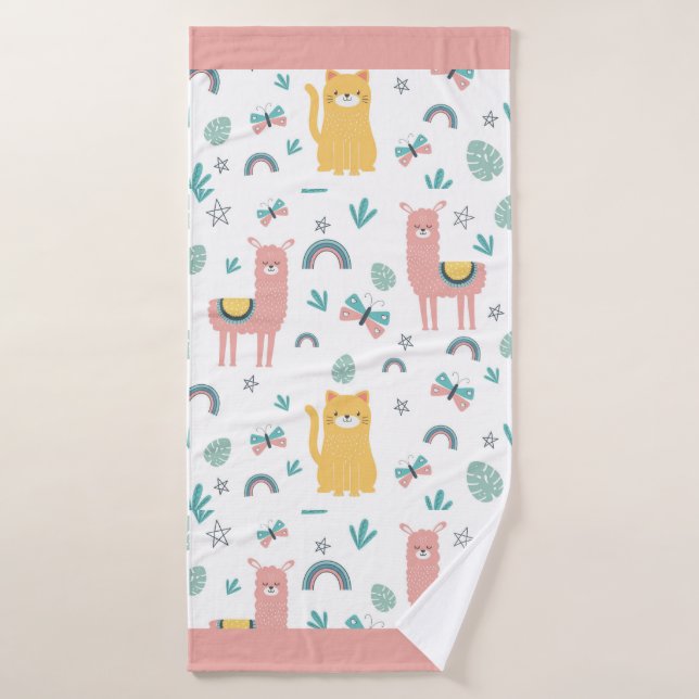 Llamas Alapaca Animal Boho Cute Bath Towel (Bath Towel)