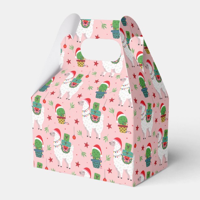 Llamas and Cacti Christmas Pattern Favour Box (Front Side)