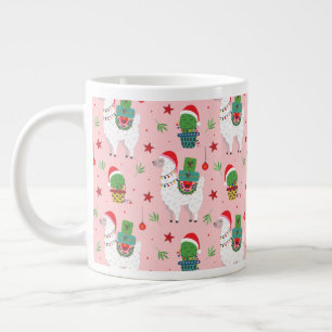 Llamas and Cacti Christmas Pattern Large Coffee Mug