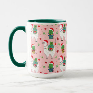 Llamas and Cacti Christmas Pattern Mug