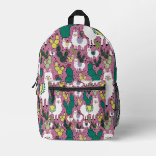 Llamas and Cacti pink Printed Backpack