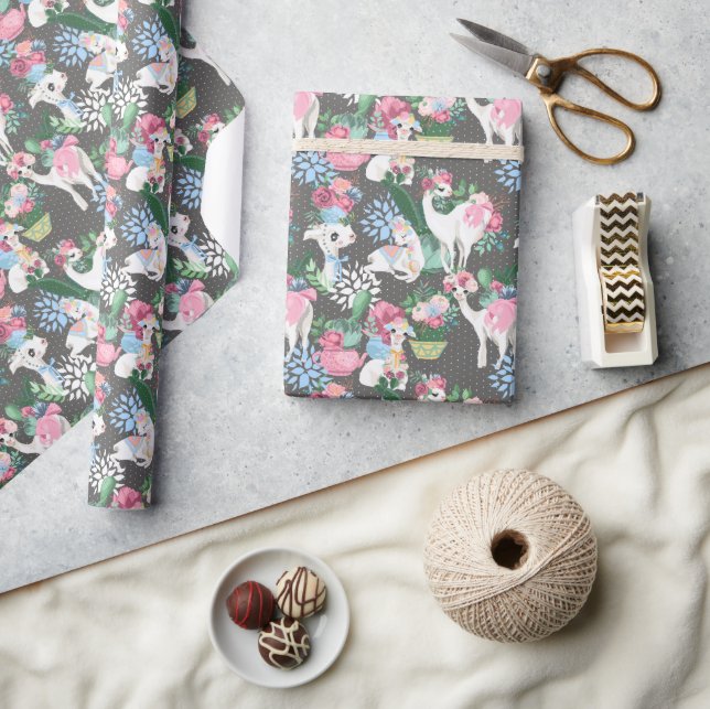 Llamas and Flowers Wrapping Paper (Crafts)