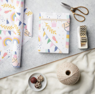 Llamas and Rainbows Wrapping Paper