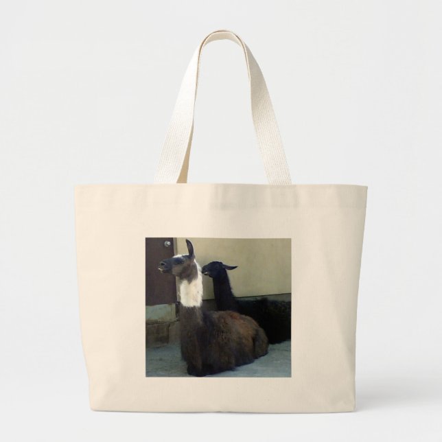 Llamas as the Zoo image Large Tote Bag (Front)