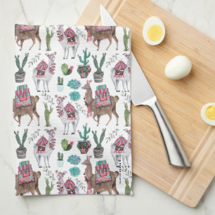 Llamas cactus Pattern   Kitchen Towel
