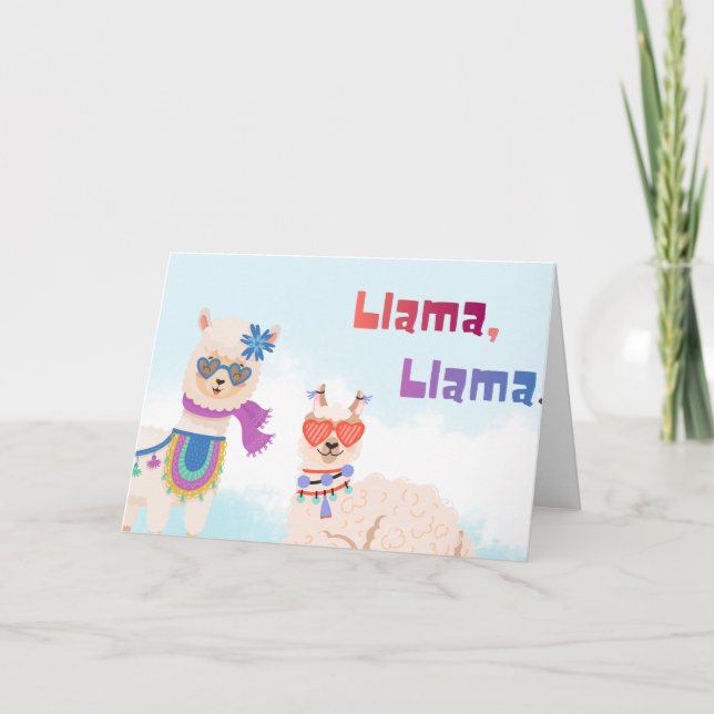 Llamas Celebrating Birthmamas Card (Front)